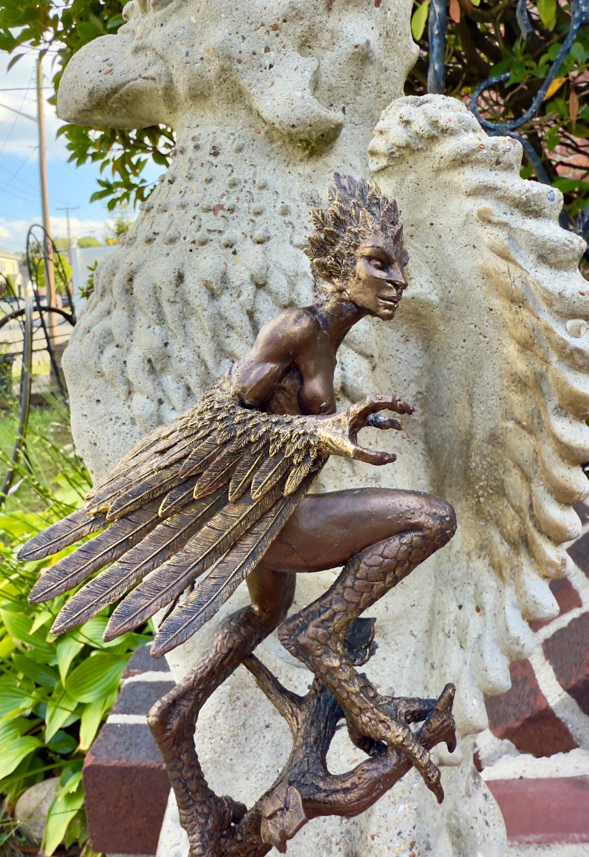 Harpy Statue, Hand Painted Resin Sculpture | Mythical Creature Figurine | Unique Legendary Bird Woman Figurine. Fantasy Art Decor