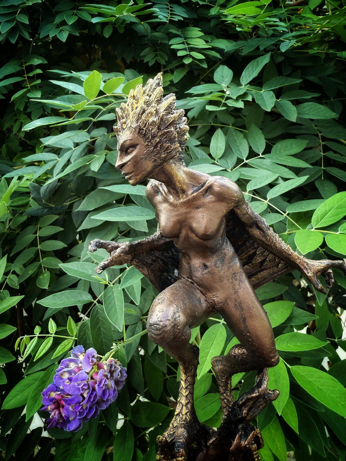 Harpy Statue, Hand Painted Resin Sculpture | Mythical Creature Figurine | Unique Legendary Bird Woman Figurine. Fantasy Art Decor